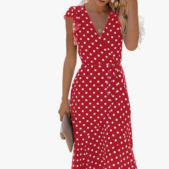 Dresses & Skirts - Polka Dots-Spring Summer Boho V-Neck Faux Wrap Maxi NWT. Limited time price